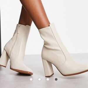 ALDO White ankle boots ALDO Audrella heeled ankle boots in ecru